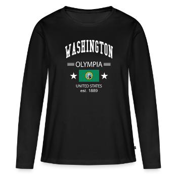 Washington - T-shirt manches longues Premium bio Femme - noir - Devant - Julia (174cm)