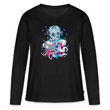 Octopus - zombie - streetwear cool sea monster - T-shirt manches longues Premium bio Femme - noir - Devant - Julia (174cm)