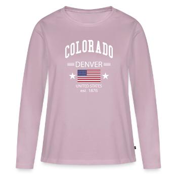 Colorado - T-shirt manches longues Premium bio Femme - rose poudré - Devant - Julia (174cm)