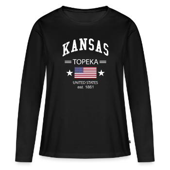 Kansas - T-shirt manches longues Premium bio Femme - noir - Devant - Julia (174cm)