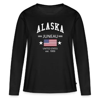 Alaska - Frauen Premium Bio Langarmshirt - Schwarz - Vorne - Julia (174cm)