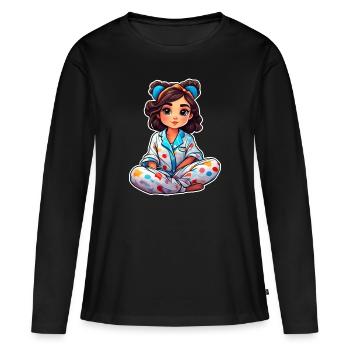 Cute anime girl in pajamas - Women's Premium Organic Long Sleeve Shirt - black - Front - Julia (174cm)