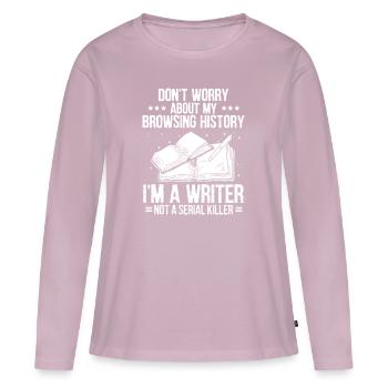 Author Schreiber Author Creator Writing Roman - Women's Premium Organic Long Sleeve Shirt - dusky pink - Front - Julia (174cm)