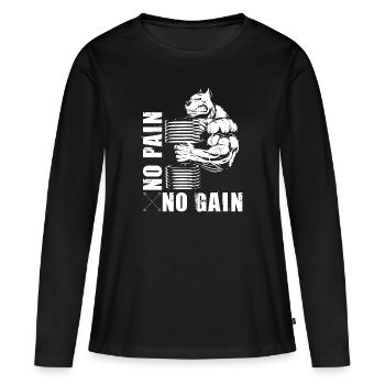 Bodybuilding PUMP Beast - T-shirt manches longues Premium bio Femme - noir - Devant - Julia (174cm)