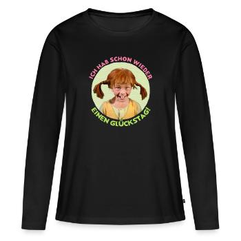 Pippi Langstrumpf Hat Einen Glückstag - Frauen Premium Bio Langarmshirt - Schwarz - Vorne - Julia (174cm)