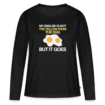 mon anglais n’est pas le jaune de l’œuf - T-shirt manches longues Premium bio Femme - noir - Devant - Julia (174cm)