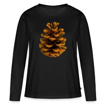 Pomme de pin - T-shirt manches longues Premium bio Femme - noir - Devant - Julia (174cm)