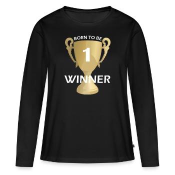 né pour être gagnant blanc - T-shirt manches longues Premium bio Femme - noir - Devant - Julia (174cm)