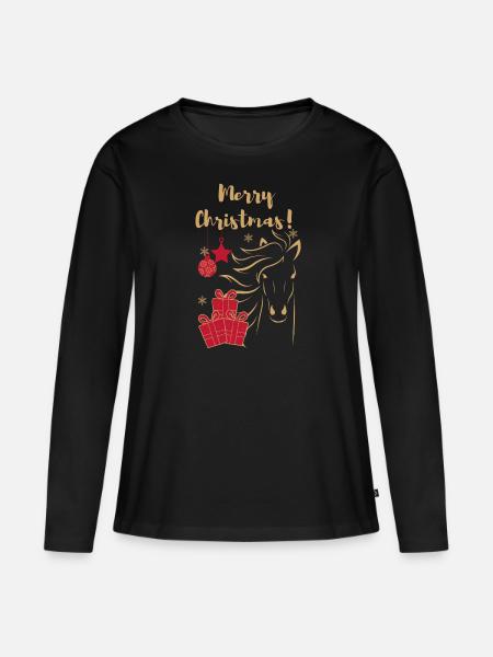 MERRY-CHRISTMAS-HORSE - Women's Premium Organic Long Sleeve Shirt - black