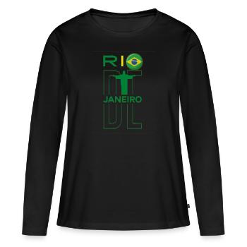 Rio de janeiro - T-shirt manches longues Premium bio Femme - noir - Devant - Julia (174cm)