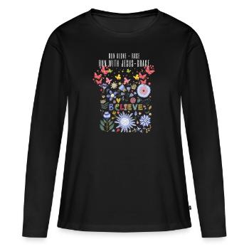 Jesus Christus,Jesus Christus,Jesus Christus,Jesus - Frauen Premium Bio Langarmshirt - Schwarz - Vorne - Julia (174cm)