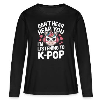 Musique K-Pop Pop Coréenne - T-shirt manches longues Premium bio Femme - noir - Devant - Julia (174cm)