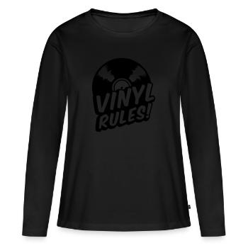 Vinyl rules - CD - recordings-music-retro - Women's Premium Organic Long Sleeve Shirt - black - Front - Julia (174cm)