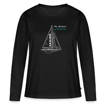 Segeln auf den Balearen: Mallorca, Menorca, Ibiza, - Frauen Premium Bio Langarmshirt - Schwarz - Vorne - Julia (174cm)