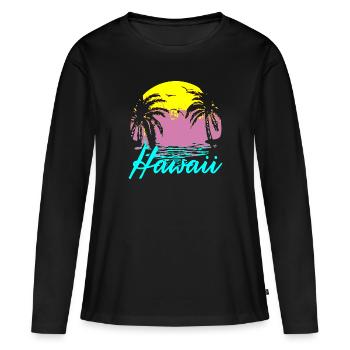 Hawaii Honolulu surfeur disant plage - T-shirt manches longues Premium bio Femme - noir - Devant - Julia (174cm)