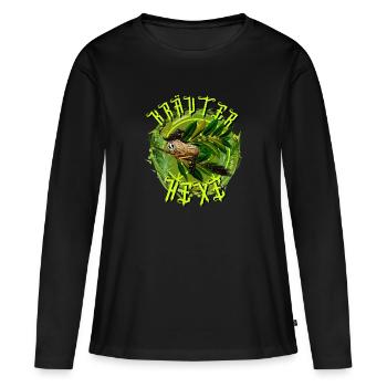 Kräuterhexe ErdnussHexe mit Besenstiel MRS-ERDNUSS - Frauen Premium Bio Langarmshirt - Schwarz - Vorne - Julia (174cm)