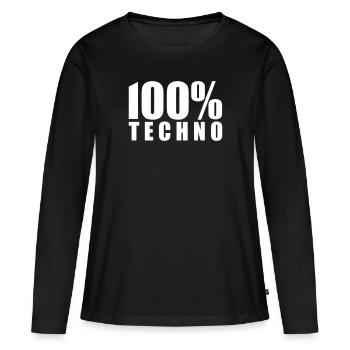 100% Techno Schriftzug Floorfreude Rave Festivals - Frauen Premium Bio Langarmshirt - Schwarz - Vorne - Julia (174cm)