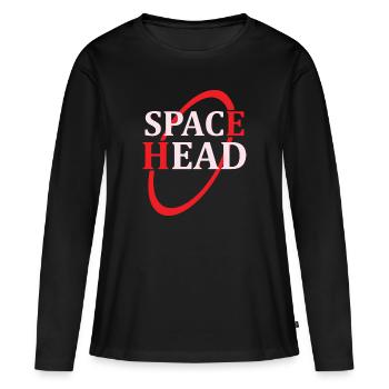 Space Head - Frauen Premium Bio Langarmshirt - Schwarz - Vorne - Julia (174cm)