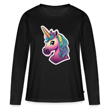 Licorne arc-en-ciel pour filles Kids Horse - T-shirt manches longues Premium bio Femme - noir - Devant - Julia (174cm)