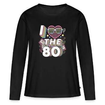 I love the 80s - Frauen Premium Bio Langarmshirt - Schwarz - Vorne - Julia (174cm)