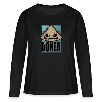Funny Comic Kebab Kebab Fast Food Snack Fun - Women's Premium Organic Long Sleeve Shirt - black - Front - Julia (174cm)