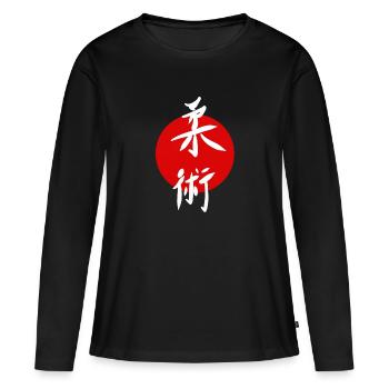 Ju Jutsu Shirt Sticker Kampfsport - Frauen Premium Bio Langarmshirt - Schwarz - Vorne - Julia (174cm)