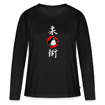 lustiger Ju Jutsu Pinguin Jiu Jitsu Shirt Sticker - Frauen Premium Bio Langarmshirt - Schwarz - Vorne - Julia (174cm)