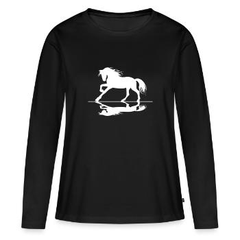 Pferdemotiv, Reitmode für Pferdefreunde und Reiter - Frauen Premium Bio Langarmshirt - Schwarz - Vorne - Julia (174cm)