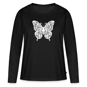 Papillon - T-shirt manches longues Premium bio Femme - noir - Devant - Julia (174cm)