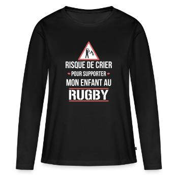 Rugby - risque de crier - T-shirt manches longues Premium bio Femme - noir - Devant - Julia (174cm)