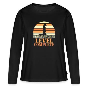 Erdmännchen Level Complete - Frauen Premium Bio Langarmshirt - Schwarz - Vorne - Julia (174cm)