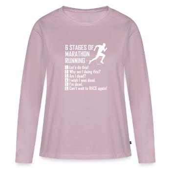 Stages of running - Frauen Premium Bio Langarmshirt - Altrosa - Vorne - Julia (174cm)