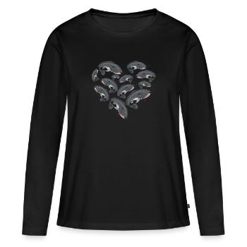 Herz Wels - Frauen Premium Bio Langarmshirt - Schwarz - Vorne - Julia (174cm)