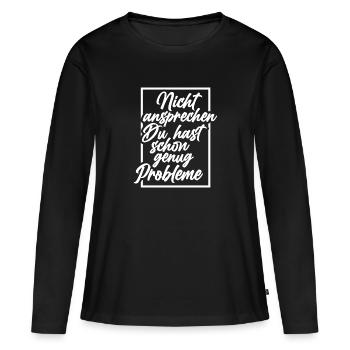 Nicht gucken Datenschutz - Frauen Premium Bio Langarmshirt - Schwarz - Vorne - Julia (174cm)