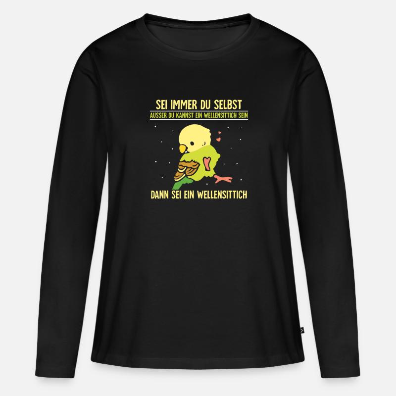 Sei immer du selbst dann sei ein Wellensittich - Frauen Premium Bio Langarmshirt - Schwarz