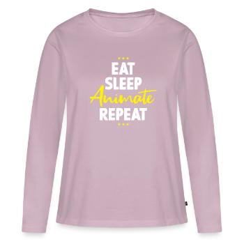 Eat Sleep Animate Repeat - Frauen Premium Bio Langarmshirt - Altrosa - Vorne - Julia (174cm)