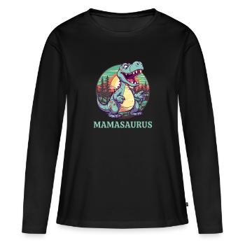 Mamasaurus Mama Muttertag - Frauen Premium Bio Langarmshirt - Schwarz - Vorne - Julia (174cm)