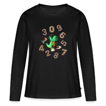 Chiffres - Rentrée avec Dino - T-shirt manches longues Premium bio Femme - noir - Devant - Julia (174cm)