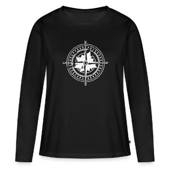 Kompass - Frauen Premium Bio Langarmshirt - Schwarz - Vorne - Julia (174cm)