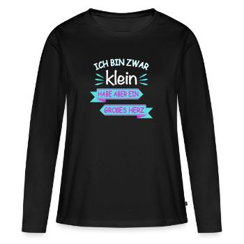 Ich bin zwar klein großes Herz Spruch - Frauen Premium Bio Langarmshirt - Schwarz - Vorne - Julia (174cm)
