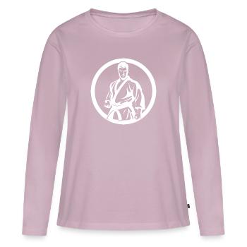 Dessin Karateka - T-shirt manches longues Premium bio Femme - rose poudré - Devant - Julia (174cm)