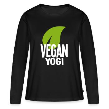 blanc T-shirt végétalien Yogi - T-shirt manches longues Premium bio Femme - noir - Devant - Julia (174cm)