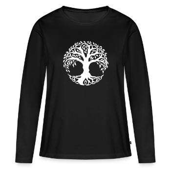 Arbre - T-shirt manches longues Premium bio Femme - noir - Devant - Julia (174cm)