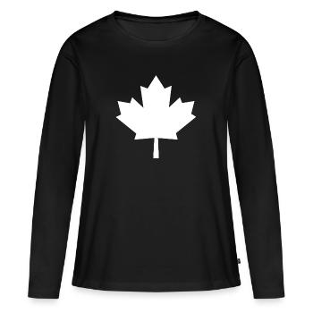 feuille d'érable - T-shirt manches longues Premium bio Femme - noir - Devant - Julia (174cm)