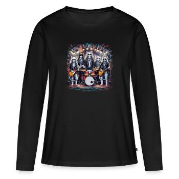 Rockin' Cats Hommage psychédélique - T-shirt manches longues Premium bio Femme - noir - Devant - Julia (174cm)