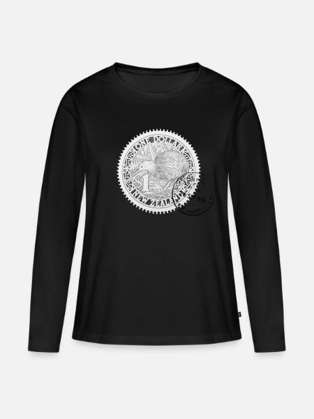 Neuseeland Briefmarke - Frauen Premium Bio Langarmshirt - Schwarz