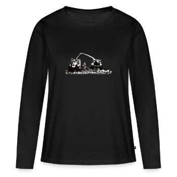 Corn Chopper Corn Chopper Chop Farmer - T-shirt manches longues Premium bio Femme - noir - Devant - Julia (174cm)
