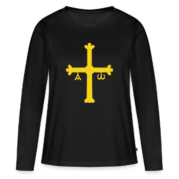 Croix de Victoria. Asturies - T-shirt manches longues Premium bio Femme - noir - Devant - Julia (174cm)