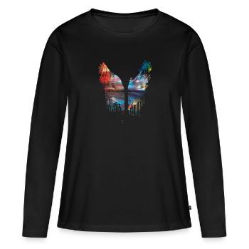 angelwings,flügel,gold,engelsflügel,metallisch - Frauen Premium Bio Langarmshirt - Schwarz - Vorne - Julia (174cm)