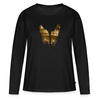 angelwings,flügel,gold,engelsflügel,metallisch - Frauen Premium Bio Langarmshirt - Schwarz - Vorne - Julia (174cm)